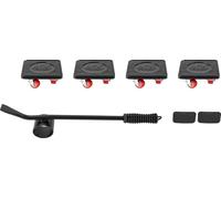Rouleau pour meubles et aide au transport - Kit Dolly 4 pièces - Jusqu'à 400 kg - Plateau roulant plat 10,5 × 10 cm - Barre à levier 37 × 2,5 cm - Pour réfrigérateur et lave-linge - Noir