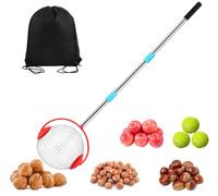Rouleau Ramasse Noix avec Manche, Ramasse Pomme au Sol avec Sac de Rangemen | Aluminium Ramasse Cueille Fruit Télescopique Ramasseur de Noisette pour Pommes Poires Fruits Noix Tennis Balles de Golf