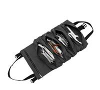 Rouleau utilitaire de poche | Rangement d'outils en tissu Oxford 900D | Organiseur à outils, petit sac avec 5 poches indépendantes, enroulable robuste pour homme, Noir , Refer to description, Unisexe