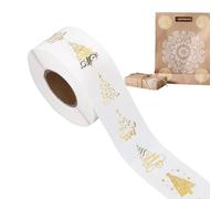 Rouleaux d'autocollants de Noël - Étiquettes autocollantes en feuille d'or | 500 feuilles d'autocollants transparents pour sapin de Noël de 2,5 cm | Joints d'enveloppes décoratives et étiquettes