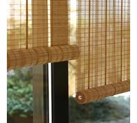 Rouleaux en bambou respirant pour intérieur/extérieur, installation sans perçage, pare-soleil visuellement ventilé, 100 x 200 cm, parfait pour terrasse, maison et jardin (80 x 220 cm)