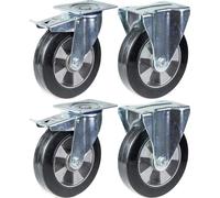 roulette 152mm 6" frein en caoutchouc noir & fixe capacité 1320kg, jeu de 4