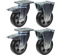 roulette 152mm 6" frein en caoutchouc noir & fixe capacité 1320kg, jeu de 4