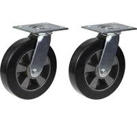roulette 200mm 8" caoutchouc noir pivotante capacité 900kg, lot de 2