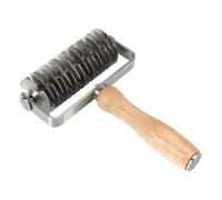 Roulette à pâte - 13,3 x 20,5 cm - Rouleau à pâtisserie en acier inoxydable avec poignée en bois - Outil de découpe pour la cuisine, le restaurant, la boulangerie, la farine, la cuisine, la