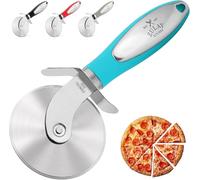 Roulette à pizza Zulay Kitchen Premium - Roulette à pizza en acier inoxydable durable - Trancheuse de pizza facile à nettoyer et à utiliser - Super tranchante avec poignée antidérapante - Roulette à