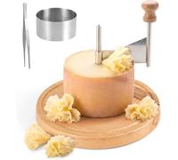 Roulette à recourbe-fromage avec moule et pince à épiler - Rasoir à fromage en acier inoxydable pour Tete de Moine ou chocolat, facile à faire des rosaces pour le divertissement et la charcuterie