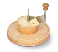 Roulette à recourbe-fromage en acier inoxydable, avec base et couvercle en bois de chêne, avec stabilité de goupille sécurisée, pour boucler le fromage en fleurs décoratives