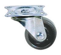 Roulette ameublement - GUITEL - DRILL - Roue caoutchouc noire - Ø 40 mm - Platine pivotante 28x35 mm