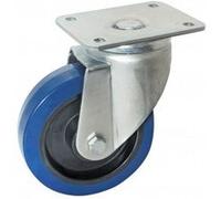 Roulette D125mm caoutchouc bleu platine pivotante - AVL - 527833O Noir G