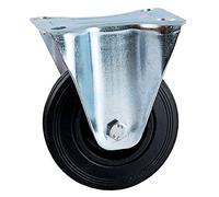 Roulette D200 mm caoutchouc noir platine fixe AVL 508826O
