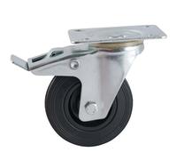 Roulette D200 mm caoutchouc noir platine pivotante à frein AVL 508846O