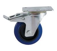 Roulette D200mm caoutchouc bleu platine pivotante à frein - AVL - 527846O Noir G