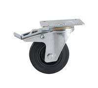 Roulette D80mm caoutcouc noir platine pivotante avec frein - - 508841O