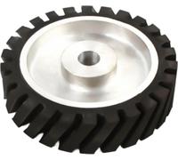 Roulette de contact / rouleau de contact - Ponceuse à bande / ponceuse à bande - Ø 20 × 5 cm - Alésage 2,5 cm - Noyau en aluminium, caoutchouc naturel - Poids 1,71 kg - Argent et noir