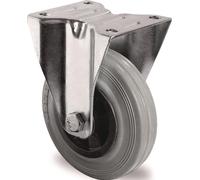 Roulette fixe 200 mm 205 kg en caoutchouc plein Roulements à rouleaux 135 x 110 mm Polypropylène