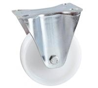 Roulette fixe à platine AVL - Roue nylon blanc Ø 100 - Charge 150 kg - 590822O