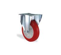 Roulette fixe en polyuréthane rouge - 80 mm