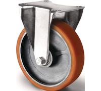 Roulette fixe pour charges lourdes - Roue de 160 mm, capacité de charge 800 kg, roulette fixe en polyuréthane gris, 135 mm x 110 mm