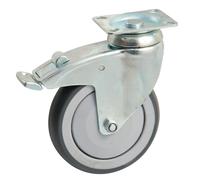 Roulette grise pivotante à frein platine rectangulaire 125 mm AVL 550843O