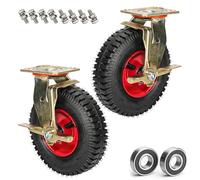 Roulette Industrielle Robuste, Roulette Pneumatique | Remplies d'air, absorption des chocs, roues de chariot à voitures-restaurants for applications(BRAKES,200mm/8in)
