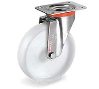 Roulette INOX pivotante diamètre 125 mm roue polyamide blanc - 300 Kg