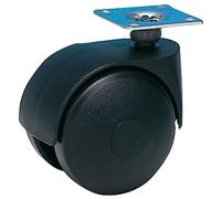 Roulette JUMELÉE pivotante Ø 35 mm NOIR à platine 38x38