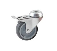 Roulette oil pivotant à frein diamètre 100mm en caoutchouc gris - - 5529100L