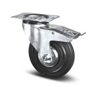 Roulette pivotante à frein sur platine - charge 70kg roue caoutchouc - diamètre 80 mm TENTE