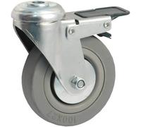 Roulette pivotante à oeil + frein AVL - Roue caoutchouc Ø 100 - Charge 80 kg - 5509100H