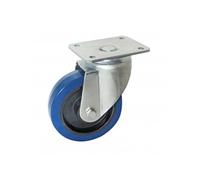 Roulette pivotante - à platine - caoutchouc bleu - Ø100 - 527832O