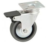 Roulette pivotante à platine carrée + frein AVL - Roue caoutchouc Ø 50 - Charge 30 kg - 518879AS