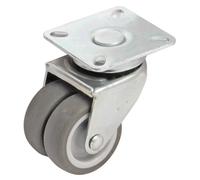 Roulette pivotante à platine rectangulaire AVL - Double roue Ø 50 - Charge 60 kg - 550303A