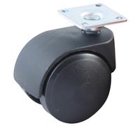 Roulette pivotante à platine rectangulaire AVL - Doubles roues nylon Ø50 - Charge 40kg - 595030A