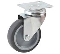 Roulette pivotante à platine rectangulaire AVL - roue caoutchouc Ø 75 mm - alésage lisse - charge 70 kg - 552831L