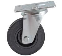 Roulette pivotante à platine rectangulaire AVL - Roue caoutchouc noir Ø 160 - Charge 150 kg - 508835O