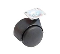 Roulette pivotante à platine rectangulaire + frein AVL - Doubles roues nylon Ø50 - Charge 40kg - 595080A