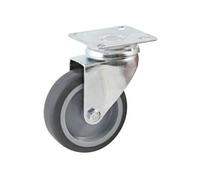 Roulette pivotante à platine rectangulaire - roue caoutchouc Ø 50 mm - alésage lisse - charge 50 kg - 552830L