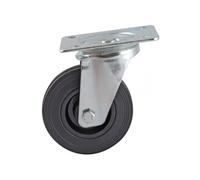 Roulette pivotante à platine rectangulaire - Roue caoutchouc noir Ø 100 - Charge 80 kg - 508832O
