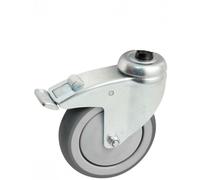 Roulette pivotante à platine ronde + frein AVL - Roue caoutchouc Ø 125 - Charge 100 kg - 550893O