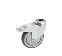 Roulette pivotante à platine ronde + frein - Roue caoutchouc Ø 125 - Charge 100 kg - 550893O