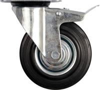 Roulette pivotante avec caoutchouc noir et frein 125 mm 87323 VOREL