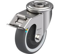 roulette pivotante/frein de 100 mm en acier inoxydable avec disque gris conducteur d'électricité