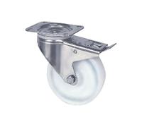 Roulette pivotante inox - blocage total - roue polyamide ø160 mm - platine - Alpha TENTE