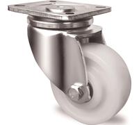 Roulette pivotante pour charges lourdes - 75 mm, capacité de charge 300 kg, plateau en plastique L100 x l85 mm, couleur de la roulette : blanc