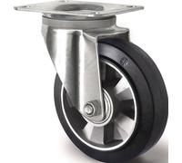 Roulette pivotante pour charges lourdes - Roue de 200 mm, capacité de charge 500 kg, roulette pivotante avec bandage en caoutchouc élastique 135 mm x 110 mm