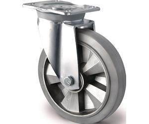 Roulette pivotante pour charges lourdes - Roue de 200 mm, capacité de charge 500 kg, roulette pivotante avec bandage en caoutchouc élastique 135 mm x 110 mm