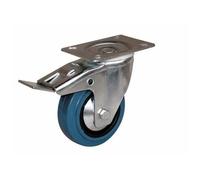 Roulette pivotante - sur platine - à blocage - pour charges moyennes - caoutchouc non tachant - diamètre 125 mm - Port Roll GUITEL