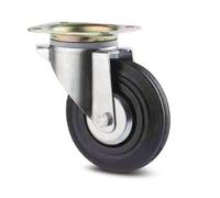 Roulette pivotante sur platine - charge 205 kg roue caoutchouc - diamètre 200 mm TENTE