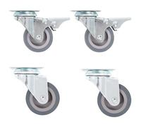 Roulette pivotante - vidaxl - 50 mm - Antidérapant - TPR et fer zingué - Capacité 35 kg - Lot de 4 - Double frein - Gris